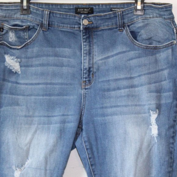 Judy Blue Mid Rise Cropped Fit Distressed Destroyed Jeans Plus Size 22W H13696 - Picture 5 of 11